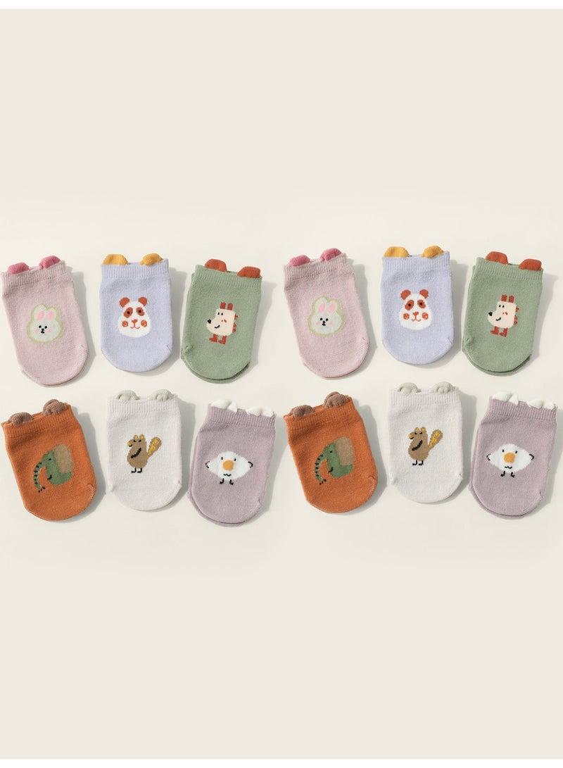 Kids Non-Slip Floor Socks – Soft Cotton Cartoon Design, Anti-Skid Toddler Socks for Home (6 Pairs) - Image 1
